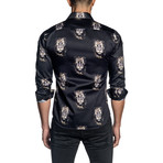 Jared Lang // Lion Print Long Sleeve Shirt // Black (XL)