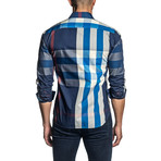 Plaid Long Sleeve Shirt // Blue + White (2XL)
