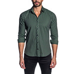 Checkered Long Sleeve Shirt // Green + Gray (S)