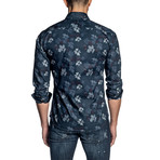 Floral Long Sleeve Shirt // Navy (XL)