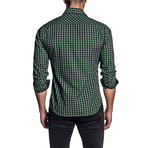 Checkered Long Sleeve Shirt // Green + Gray (M)