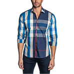 Plaid Long Sleeve Shirt // Blue + White (XL)