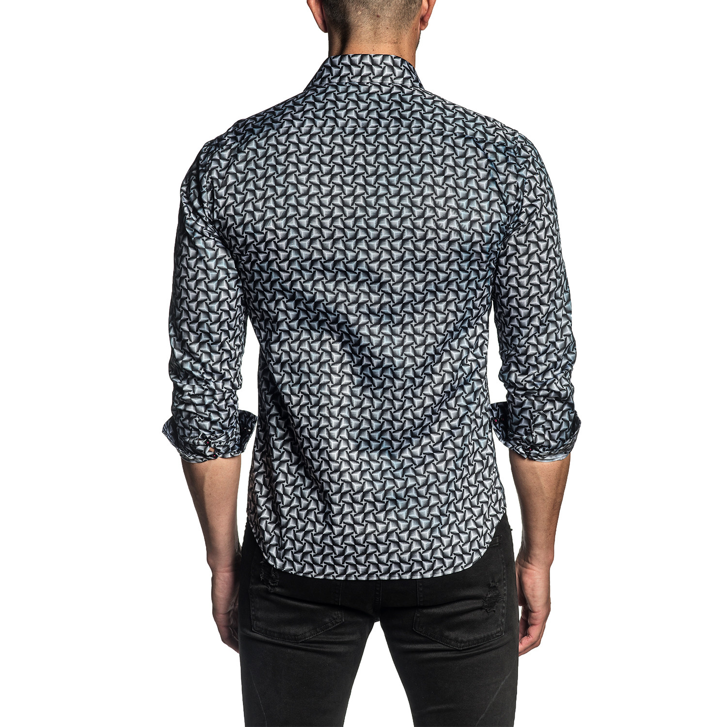 Jared Lang // Geometric Print Long Sleeve Shirt // Multicolor (XL ...