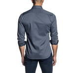 Striped Long Sleeve Shirt // Dark Navy (L)
