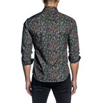 Print Long-Sleeve Shirt // Black + Multicolor (XL)