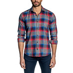 Plaid Long-Sleeve Shirt // Gray + Red + Blue (2XL)