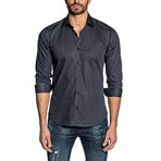 Striped Long-Sleeve Shirt // Navy (XL)