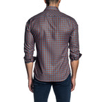 Checkered Long-Sleeve Shirt // Orange + Navy (2XL)