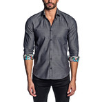 Jacquard Long-Sleeve Shirt // Charcoal (L)