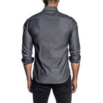Jacquard Long-Sleeve Shirt // Charcoal (S)