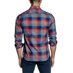 Plaid Long-Sleeve Shirt // Gray + Red + Blue (L)