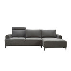 Tetro Collection // L-Shaped 2 Seater // Left Chaise Sofa + Push Back Function (Dark Gray)