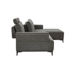 Tetro Collection // L-Shaped 2 Seater // Left Chaise Sofa + Push Back Function (Dark Gray)