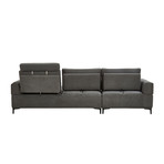 Tetro Collection // L-Shaped 2 Seater // Right Chaise Sofa + Push Back Function (Dark Gray)
