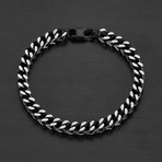 Matte Stainless Steel Franco Square Box Chain Bracelet // Black + Silver