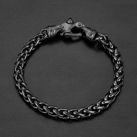 Polished Stainless Steel Spiga Chain Bracelet // Gray