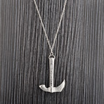 Polished Stainless Steel Axe Pendant + Chain Necklace // Silver // 24"