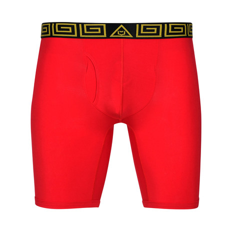 SHEATH V Men's 8 Sports Performance Boxer Brief // Gold & Red (Small)
