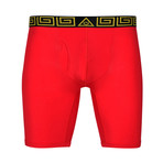 SHEATH V Men's 8 Sports Performance Boxer Brief // Gold + Red (Large)