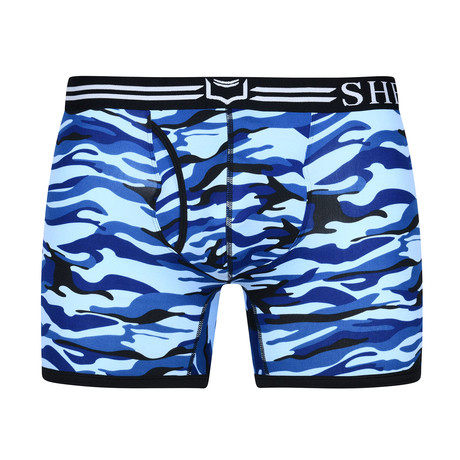 SHEATH Camouflage Men's Dual Pouch Boxer Brief // Ocean Blue (Small)