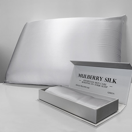 Mulberry Silk Pillowcase // Light Gray (Queen)