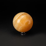Orange Calcite Sphere + Acrylic Display Ring