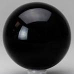 Black Obsidian Sphere + Acrylic Display Ring
