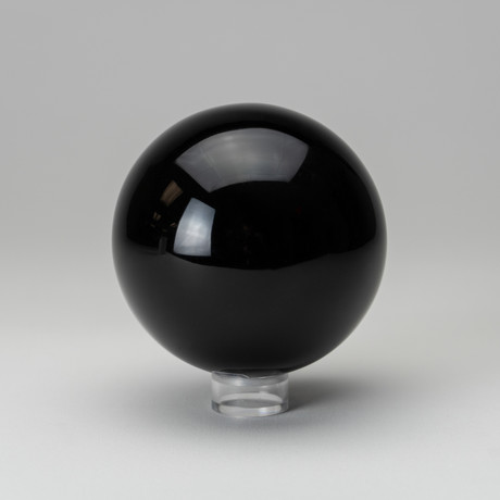 Black Obsidian Sphere + Acrylic Display Ring
