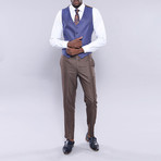 Alfred Slim Fit Plaid 3-Piece Brown Vested Suit // Brown (Euro: 56)