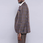 Alfred Slim Fit Plaid 3-Piece Brown Vested Suit // Brown (Euro: 54)