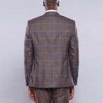 Alfred Slim Fit Plaid 3-Piece Brown Vested Suit // Brown (Euro: 50)