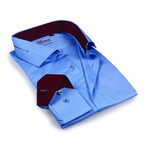 Solid Dress Shirt // Blue + Red (S)