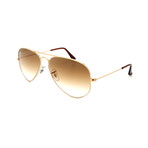 Unisex RB3025-1-51 Aviator Sunglasses // Gold + Brown (Size 58-14-135)
