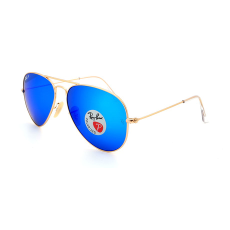 Unisex Polarized Aviator Sunglasses // Gold + Blue