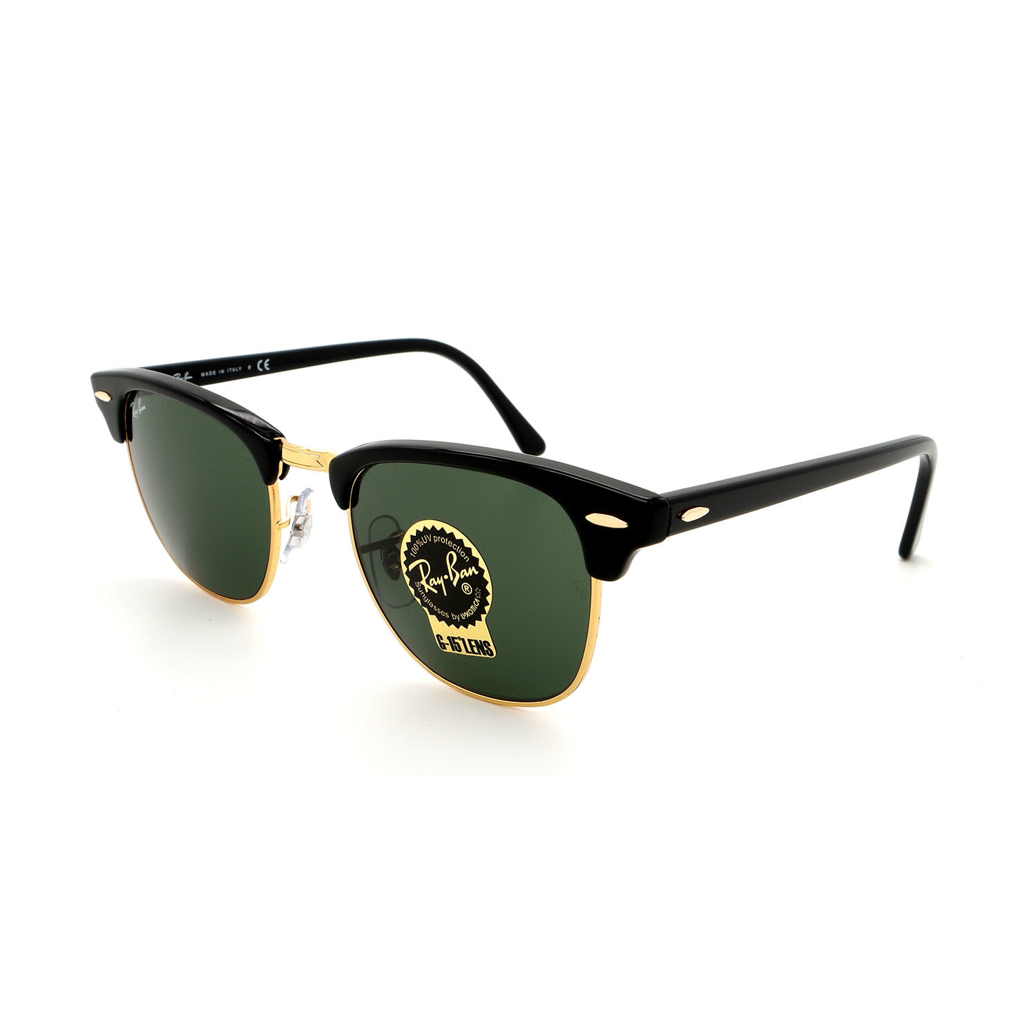 Unisex Clubmaster Sunglasses // Black + Gold (49mm Lens) RayBan® Touch of Modern