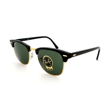 Unisex Clubmaster Sunglasses // Black + Gold (49mm Lens)