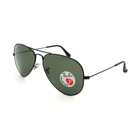 Men's Aviator RB3025-2/58 Polarized Sunglasses // Black + Green (62MM)