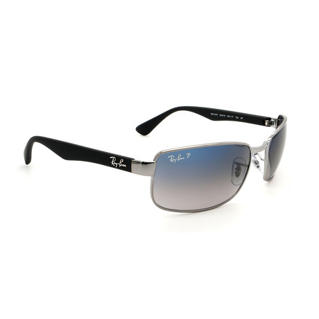 Unisex Rectangular Sunglasses // Black + Silver