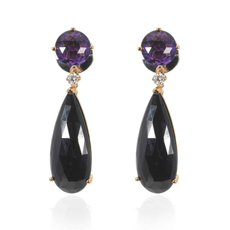 Crivelli 18k Two-Tone Gold Diamond + Amethyst Earrings I