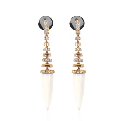 Crivelli 18k Two-Tone Gold Diamond + Agate Earrings