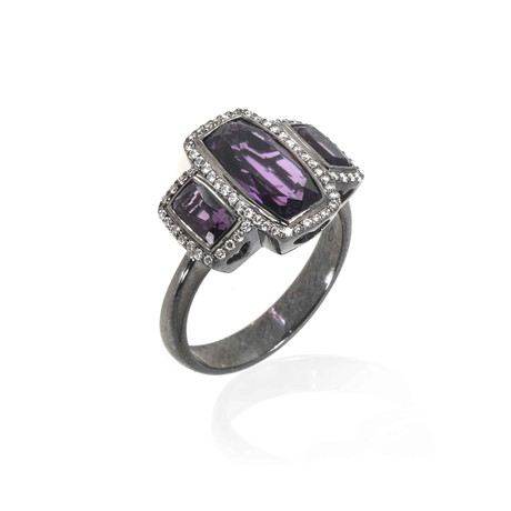 Crivelli 18k White Gold Diamond + Amethyst Ring // Ring Size: 6.75