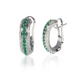 Crivelli 18k White Gold Diamond + Emerald Earrings