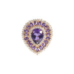 Crivelli 18k Two-Tone Gold Diamond + Amethyst Ring // Ring Size: 6.5