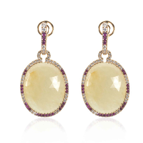 Crivelli 18k Rose Gold Diamond + Ruby Earrings