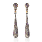 Crivelli 18k Yellow Gold Diamond + Purple Amethyst Earrings
