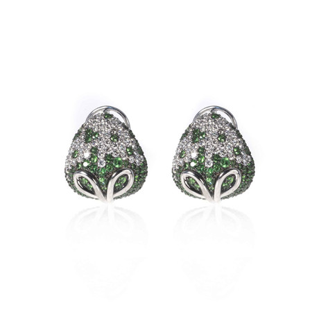 Crivelli 18k White Gold Diamond + Tsavorite Earrings