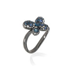 Crivelli 18k White Gold Diamond + Blue Topaz Ring // Ring Size: 6.75