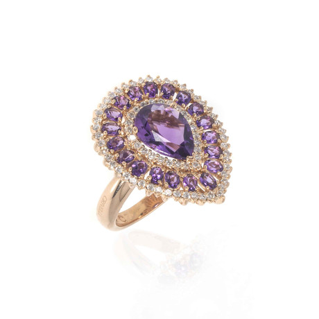 Crivelli 18k Two-Tone Gold Diamond + Amethyst Ring // Ring Size: 6.5