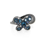 Crivelli 18k White Gold Diamond + Blue Topaz Ring // Ring Size: 6.75