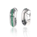 Crivelli 18k White Gold Diamond + Emerald Earrings